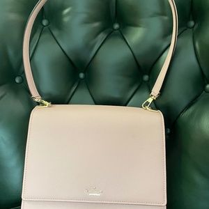 Kate Spade Light Pink Handbag with Striped Lining and lined side pocket